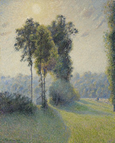 Landschap bij Saint-Charles, nabij Gisors, Zonsondergang door Camille Jacob Pissarro