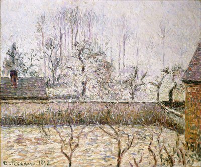 Landschap met Vorst en Mist, Eragny door Camille Jacob Pissarro