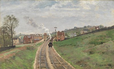 Lordship Lane Station, Dulwich, 1871 door Camille Jacob Pissarro