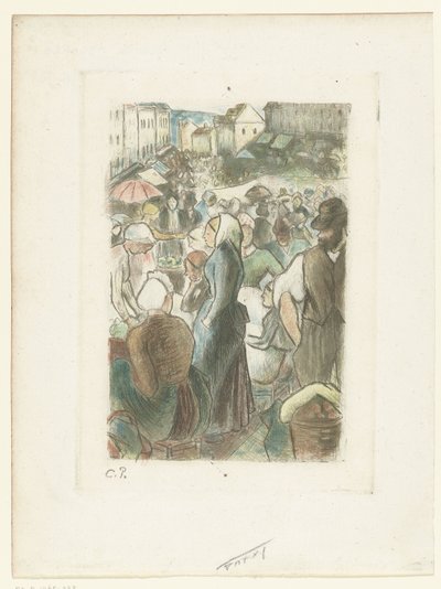 Markt in Gisors door Camille Jacob Pissarro