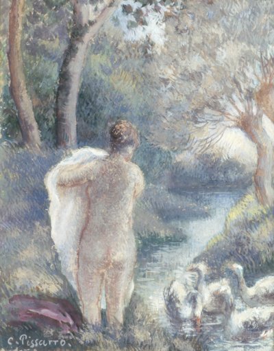 Naakt met Zwanen, ca. 1895 door Camille Jacob Pissarro