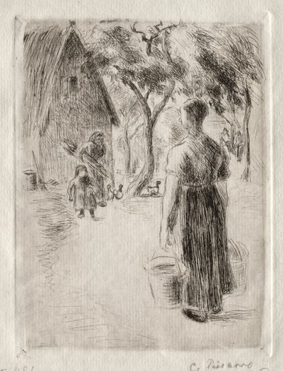 Paysanne portant des seaux door Camille Jacob Pissarro
