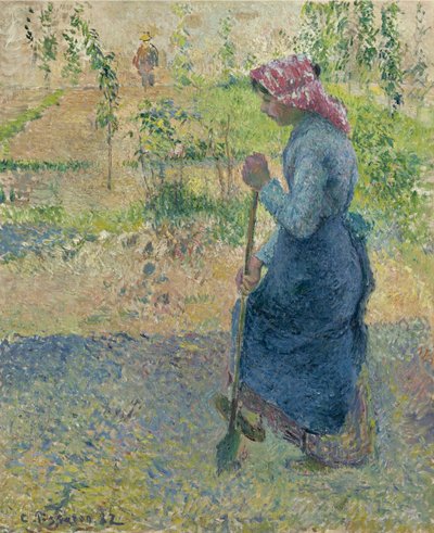 Boerenmeisje aan het werk, 1882 door Camille Jacob Pissarro