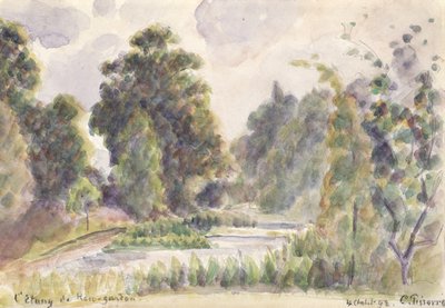 Vijver in Kew Gardens, 1892 door Camille Jacob Pissarro
