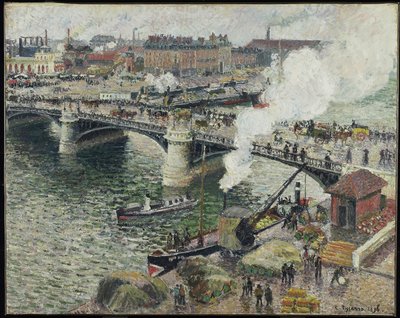 Pont Boieldieu in Rouen, Vochtig Weer, 1896 door Camille Jacob Pissarro