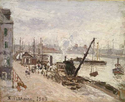 Kade in Le Havre, 1903 door Camille Jacob Pissarro