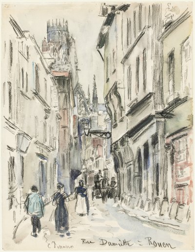 Rue Damiette, Rouen, ca. 1884 door Camille Jacob Pissarro