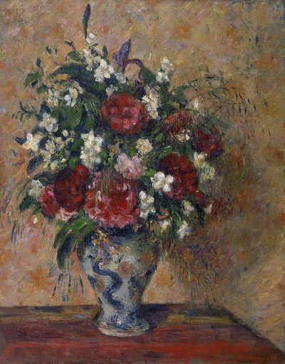 Stilleven met pioenen en schijnoranje door Camille Jacob Pissarro