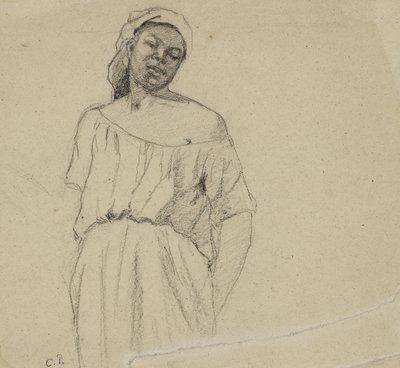 Studie van een zwarte persoon door Camille Jacob Pissarro