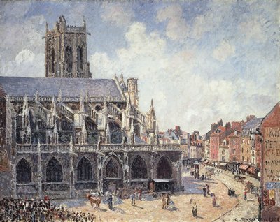 De Kerk van Saint Jacques in Dieppe in de ochtendzon; L