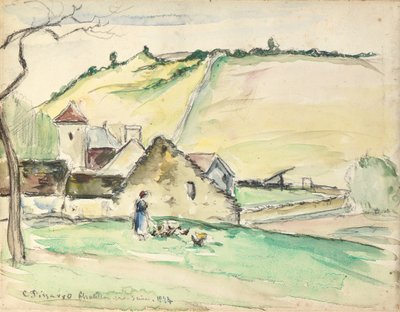 De boerderij in Chatillon-Sur-Seine, 1882 door Camille Jacob Pissarro