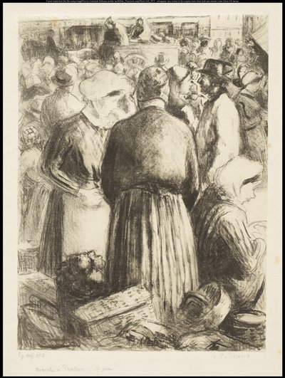 De markt in Pontoise, c.1895 door Camille Jacob Pissarro