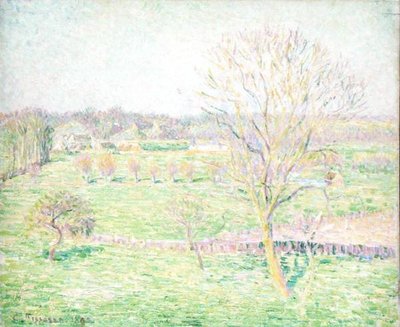 Een veld met een walnotenboom in de lente door Camille Jacob Pissarro