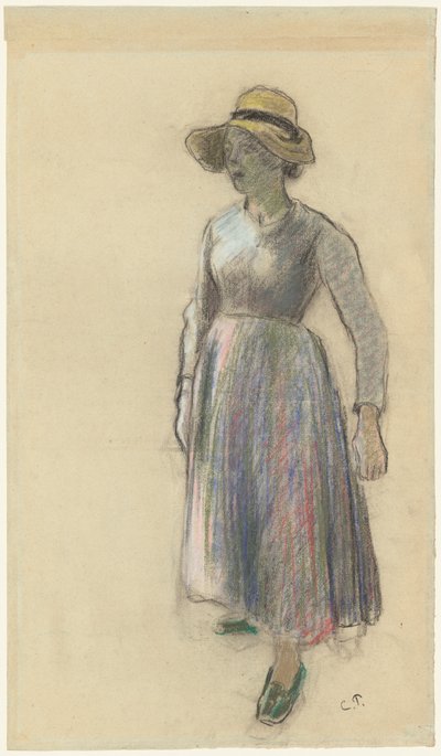 Een boerenmeisje met een strohoed, ca. 1892 door Camille Pissarro