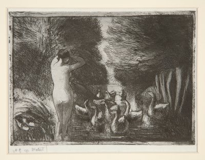 Baigneuse aux oies (Bader met ganzen) door Camille Pissarro