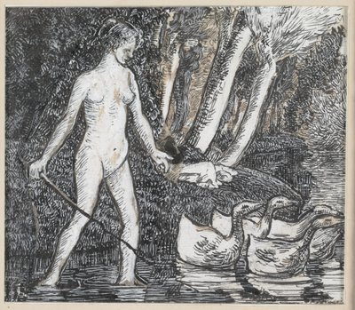 Bader met ganzen, 1895 door Camille Jacob Pissarro