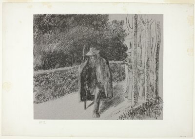 Bedelaar met kruk door Camille Pissarro