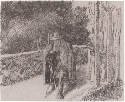 Bedelaar met een kruk, 1897 door Camille Pissarro