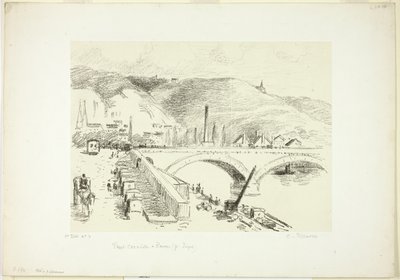 Brug in Rouen: Pont Corneille door Camille Pissarro