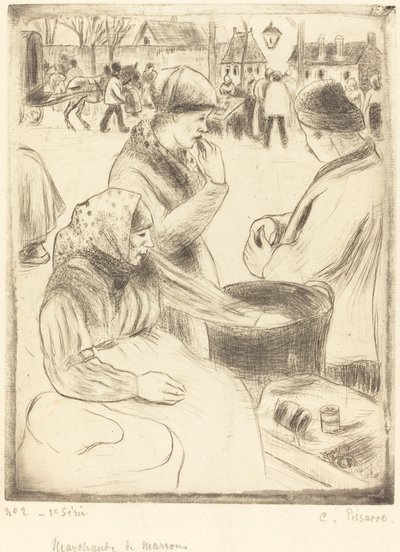 Kastanjeverkopers, 1878 door Camille Pissarro