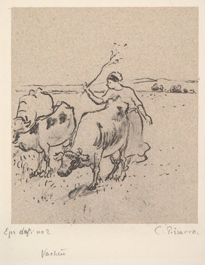 Koeherder door Camille Jacob Pissarro