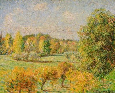 Herfsteffect, de walnootboom, Eragny door Camille Pissarro