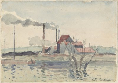 Fabriek aan de Oise bij Pontoise door Camille Pissarro