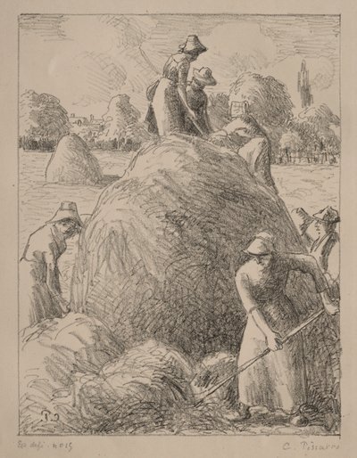 Hooimannen van Eragny, ca 1896 (litho) door Camille Pissarro