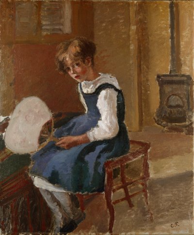 Jeanne met een waaier door Camille Pissarro