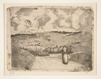 De vrouw op de weg door Camille Pissarro