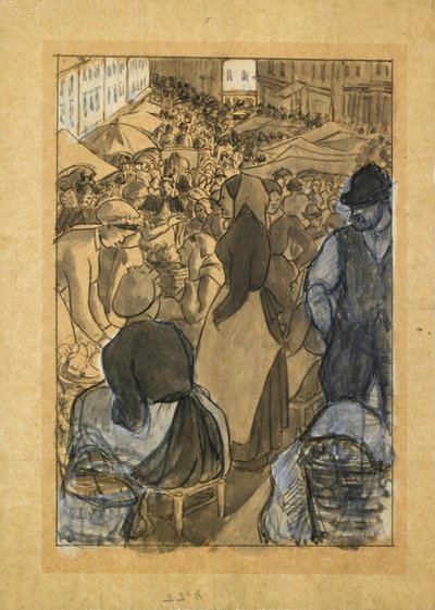 Marktscène, ca. 1880s door Camille Pissarro