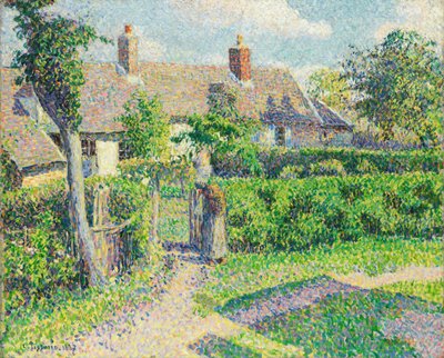 Boerenhuizen, Eragny, 1887 door Camille Jacob Pissarro