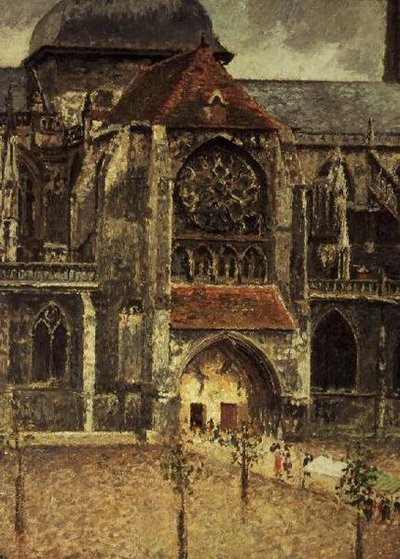 Portaal van de kerk van St. Jacques, Dieppe door Camille Pissarro