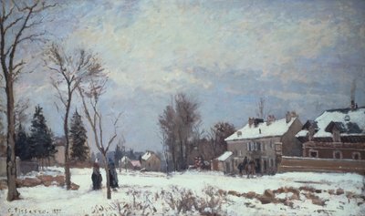 Weg van Versailles naar Saint-Germain, Louveciennes, en Sneeuweffecten door Camille Pissarro