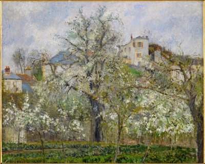 Lente, Perenbloesem (olieverf op doek) door Camille Pissarro