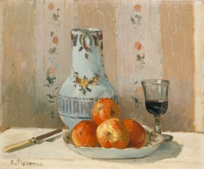 Stilleven met appels en kan door Camille Jacob Pissarro