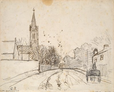Studie van Upper Norwood, Londen, met All Saints Church, 1871 door Camille Pissarro