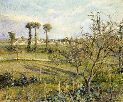 Zonsondergang bij Valhermeil, nabij Pontoise door Camille Jacob Pissarro