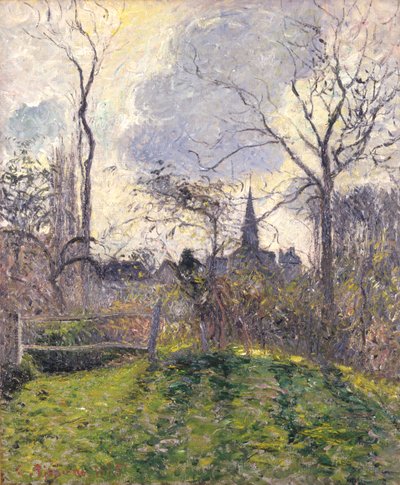 De Klokkentoren van Bazincourt door Camille Pissarro