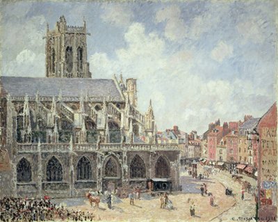 De Kerk van St Jacques in Dieppe, Ochtendszon door Camille Jacob Pissarro