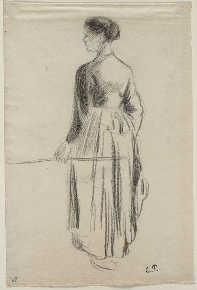 De herderin, Eragny door Camille Pissarro