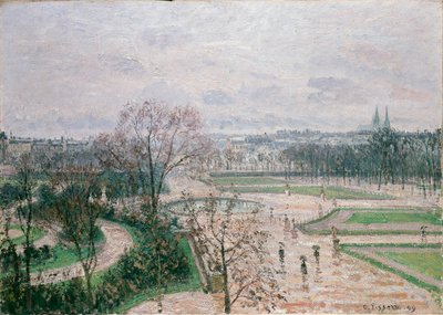 De Tuilerieën tuinen, regenachtig weer, 1899 door Camille Pissarro