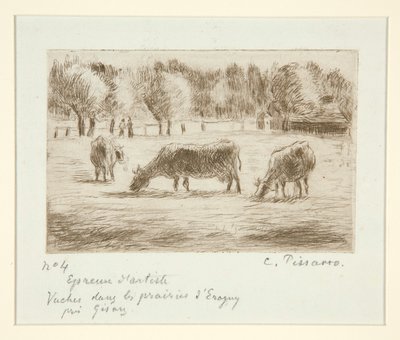 Koeien in de weiden door Camille Pissarro