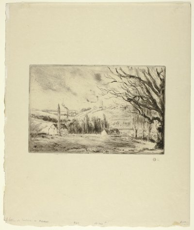 Zicht op Pontoise door Camille Pissarro