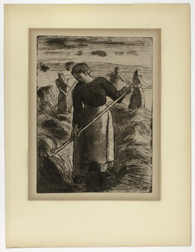 Vrouwelijke Hooier in Éragny door Camille Pissarro
