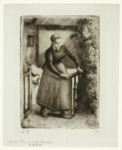Vrouw bij de Poort door Camille Pissarro