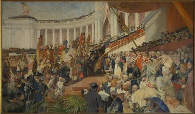 De patriottische viering van de vijftigste verjaardag van de Belgische onafhankelijkheid door Camille Van Camp