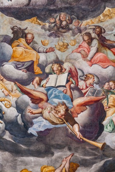 Engelen die muziek spelen (detail) door Camillo Procaccini