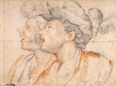 Twee hoofden van jongeren door Camillo Procaccini