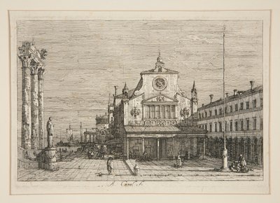 Imaginaire weergave van S. Giacomo di Rialto door Canaletto (Giovanni Antonio Canal)